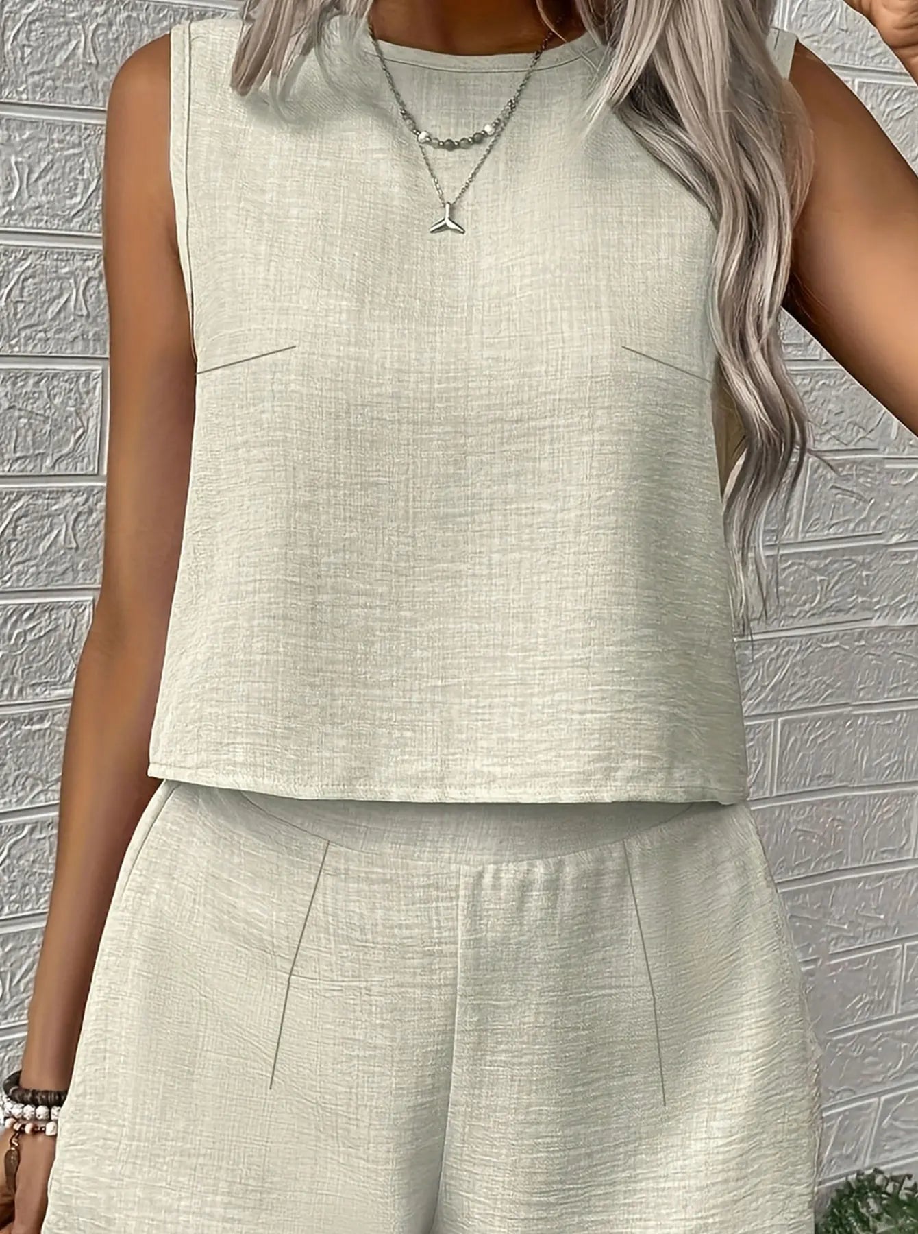 Apricot Damen-Set, groß, gewebt, lässig, bequem, modisch, Übergröße, Outfit, Damenbekleidungsset, Aprikose