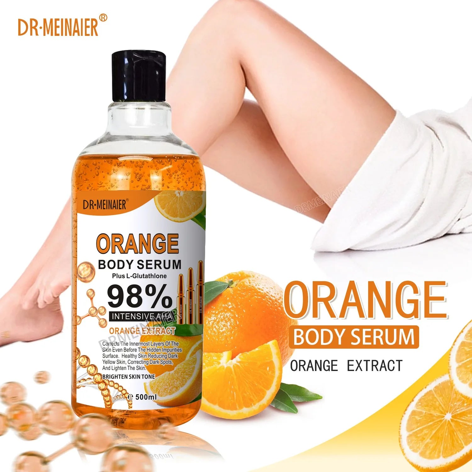 500 ml Hyaluronsäure-Gesichts- und Körperserum mit Vitamin C, Nikotinamid und AHA-Aufhellung, feuchtigkeitsspendend, fleckenkorrigierende Hautpflege