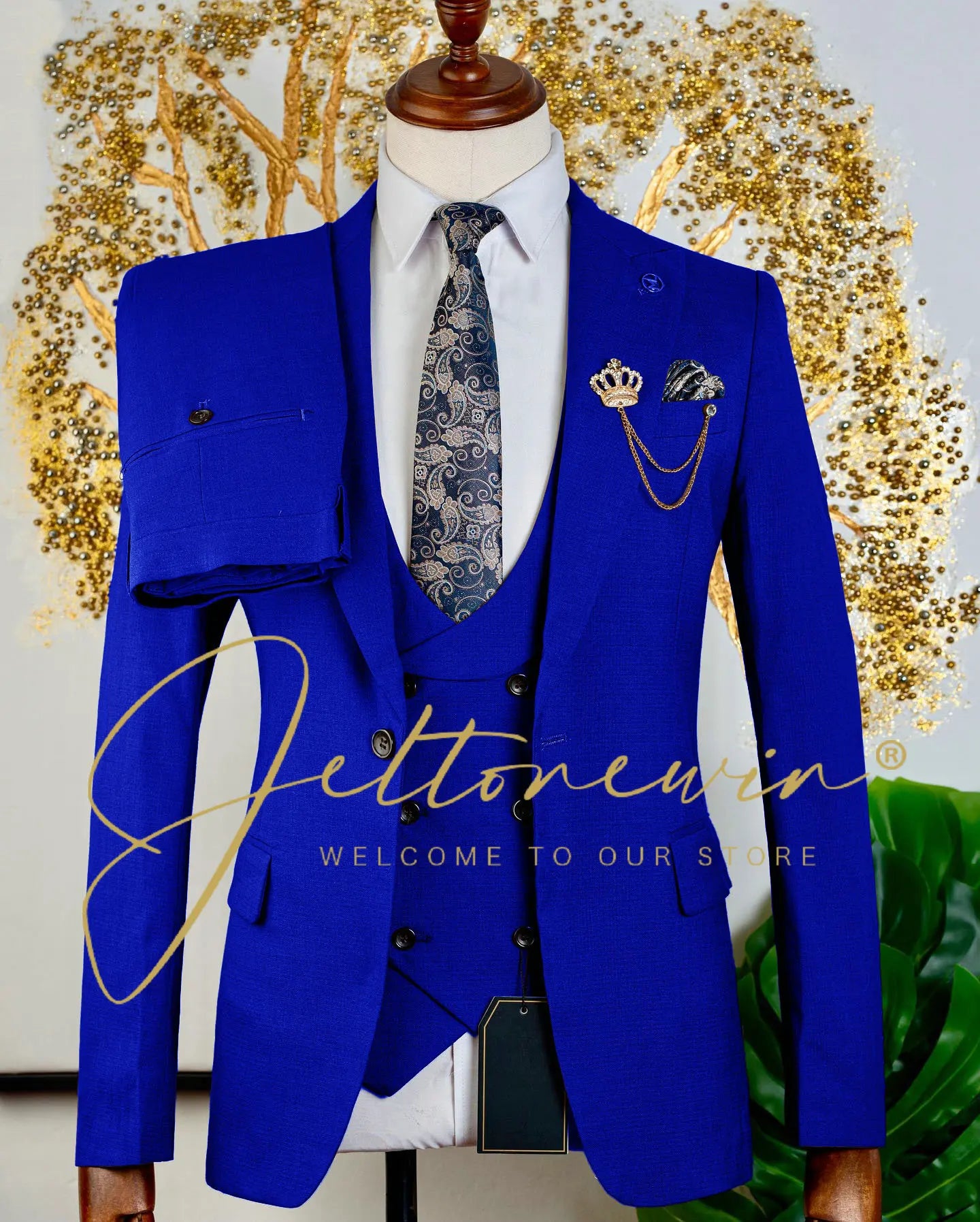 Brauner dreiteiliger Herrenanzug mit Weste und Hose, schmale Passform, formelle Kleidung für Hochzeit, Trauzeugen, Party, Business-Anlass