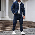 Neue amerikanische Retro-Männer-Sets, lässig, mit mehreren Taschen, langärmelig, Cargos-Jacke + gepolsterte Hose, 2-teiliger Anzug, leichter Luxus-Trainingsanzug, S-3XL