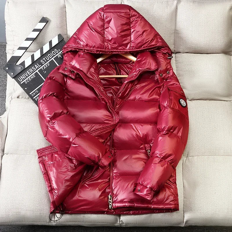 2024 Winter Neue Herren Puffer Jacke Mode Dicke Männer Frauen Ente Unten Jacke Im Freien Warme Casual Mäntel Feste Kapuze Mäntel