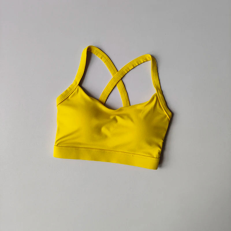 Slim Shoulders Sexy Yoga Vest Fixed Cup Medium Intensity Sports Underwear Suspender Beauty Back Shock-proof Integrated Chest Pad
