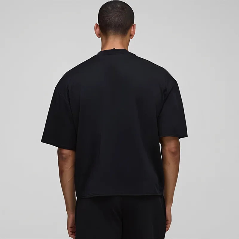Basic Übergroßes Boxy Rundhals-T-Shirt Herren Schwergewicht 240GSM 100 % Baumwolle Halbarm-T-Shirts Sommer Lose Sportbekleidung