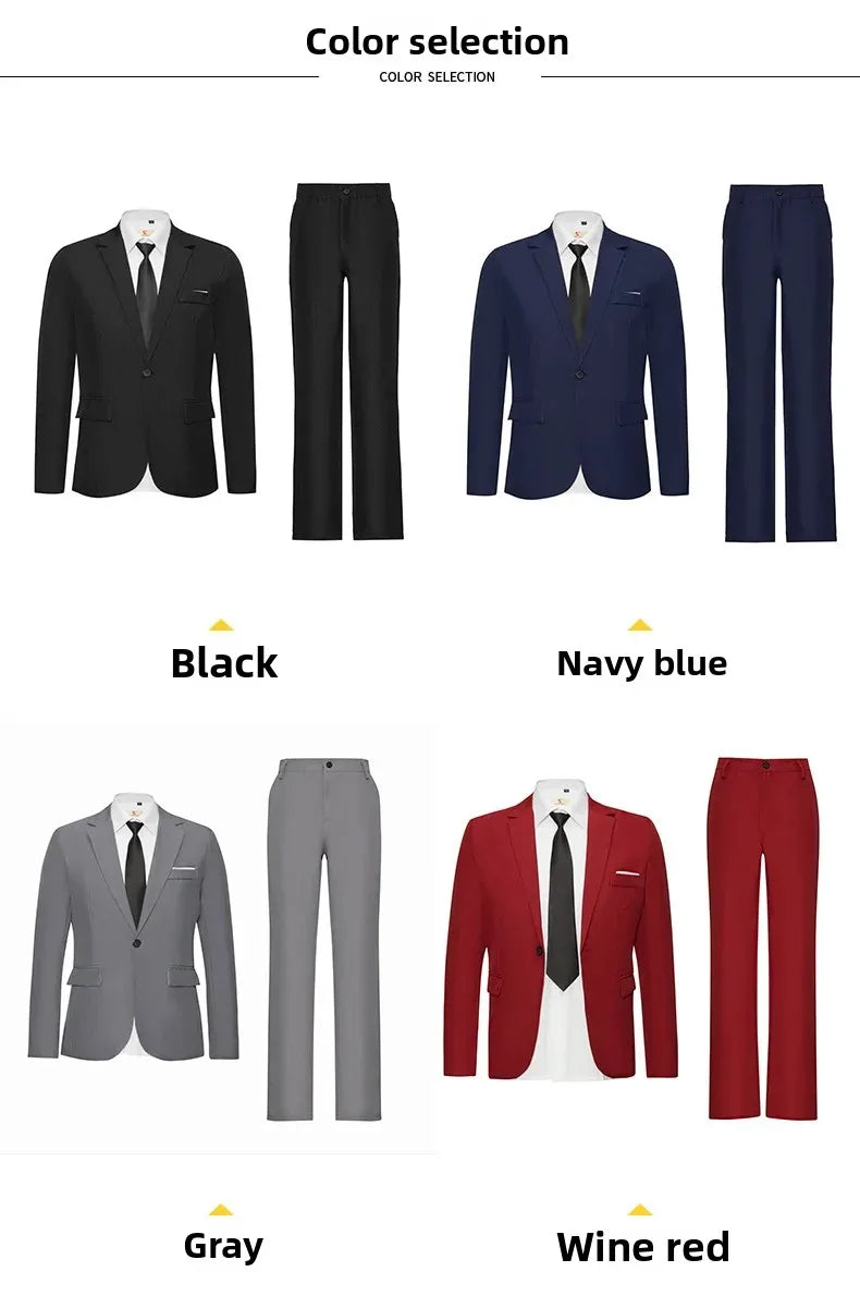 Herren Casual Hochzeitsanzug Slim Fit Zweiteiliges Set Sommer Neuer Stil Große Größe Business Formelle Kleidung Bequemes Oberteil und Hose