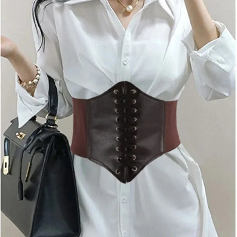 Frauen Korsett Gürtel Gothic Mode PU Leder Weibliche Spitze-up Korsett Gürtel Abnehmen Taille Vintage Korsett Schwarz Breiten gürtel für Mädchen