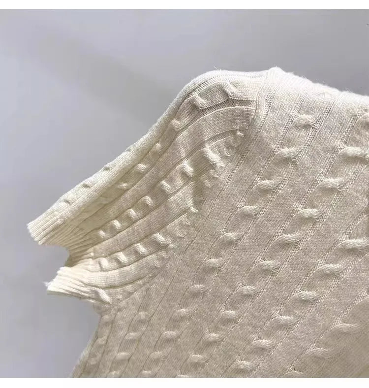 Zjaiss 2026 Sommer Koreanisches Retro Elegantes Textur-Kurzarm-Oberteil mit O-Ausschnitt und Zopfmuster für Damen – Weiches, lässiges, vielseitiges, dünnes T-Shirt