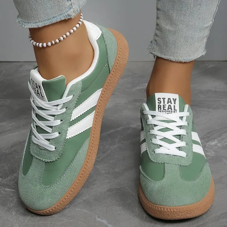 Leichte, bequeme Turnschuhe für Damen, modisch, gestreift, Schnür-Sportschuhe, Damen, lässig, atmungsaktiv, grüne Turnschuhe in Übergröße