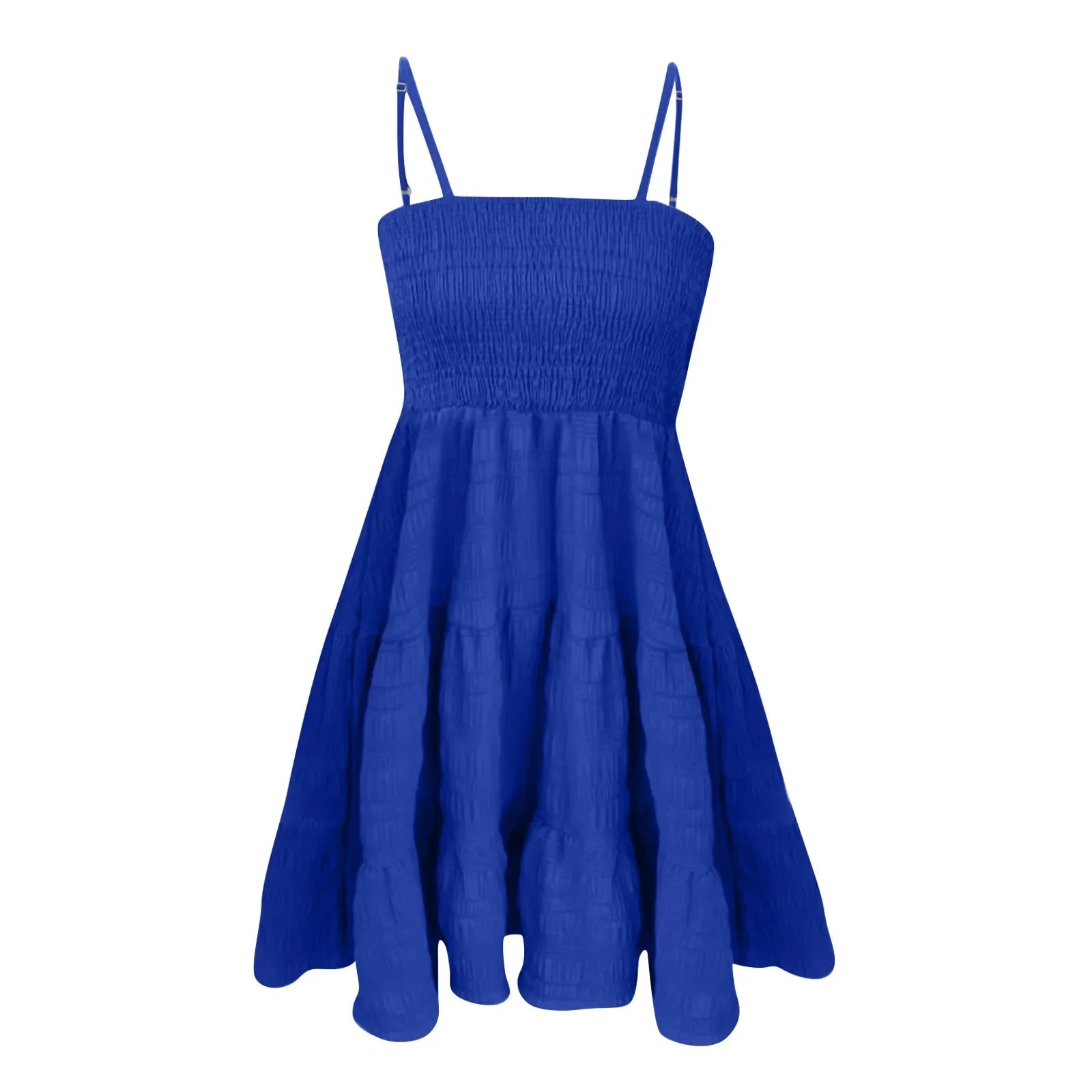 Bohemian Strand Sommerkleid Frauen Sexy Ärmellose Backless Große Schaukel Mini Kleid Solide Spaghetti Strap Rüschen Kleid Sommer Vestidos