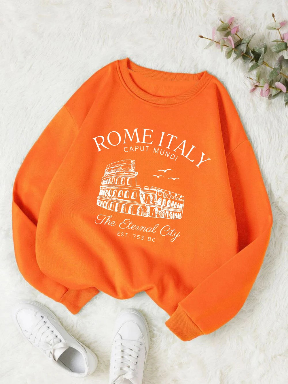 Colosseum Rome Italy Print Woman Sweatshirt Casual Crewneck Sportswear Y2K Loose Multicolor Pullover All-Match Fleece Clothing