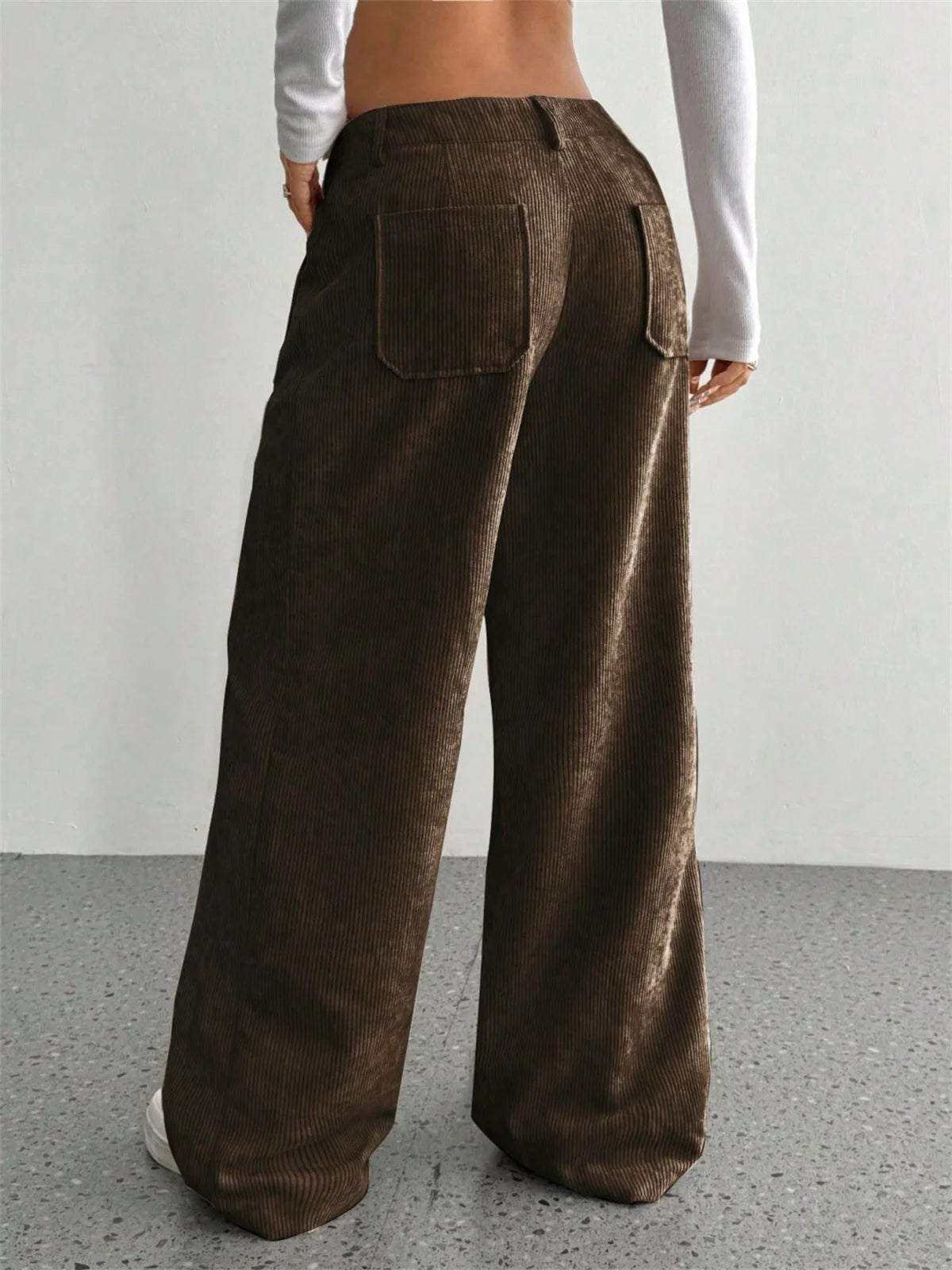 Women Autumn Winter Corduroy Pant Fashion Retro New In Wide Leg Trousers Lady Casual High Waist Solid Pants Street Chic Clothes