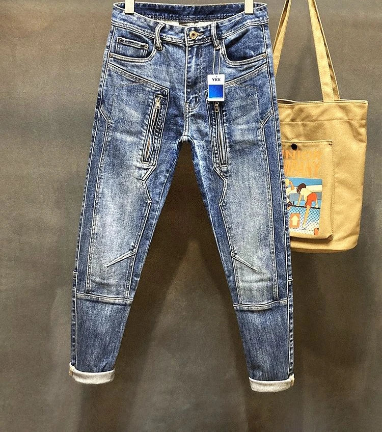 Jeans für Herren, Harem, zerrissen, hochwertige, lockere Herren-Cowboy-Hose, Buggy, stilvoller Punk-Boot-Cut, Vintage-gerissene, gewaschene Retro-Hose, L