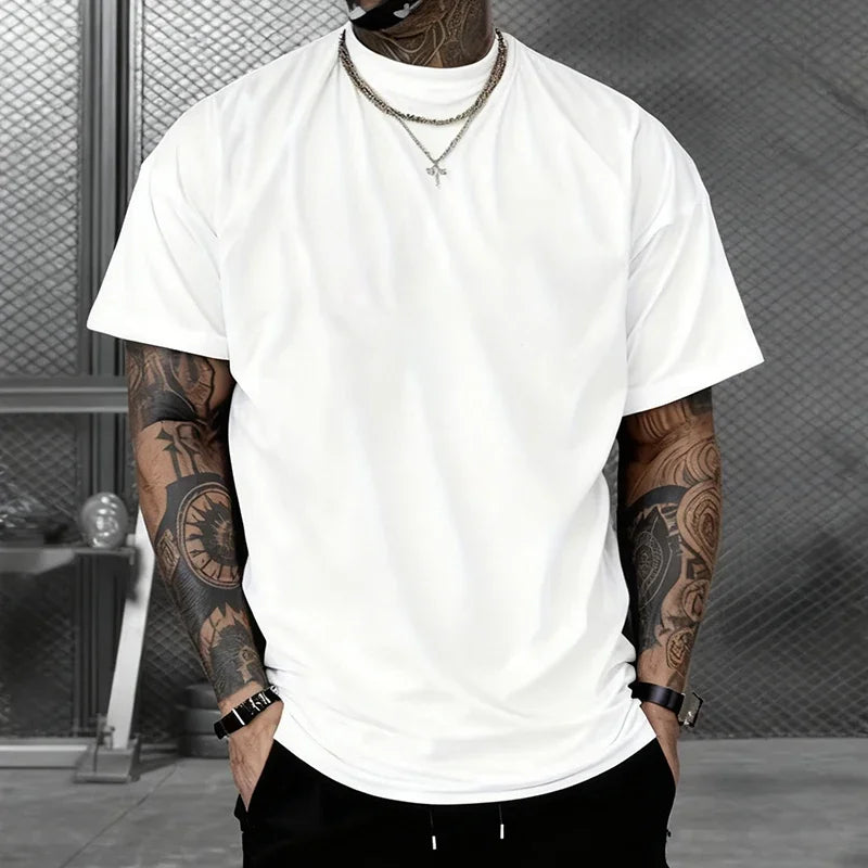 Herren-T-Shirt, hochwertig, 100 % Baumwolle, Rundhalsausschnitt, kurze Ärmel, klassisch, schwarz, weiß, reine Farbe, T-Shirts, Frühling, Sommer, lässig, cooles Oberteil
