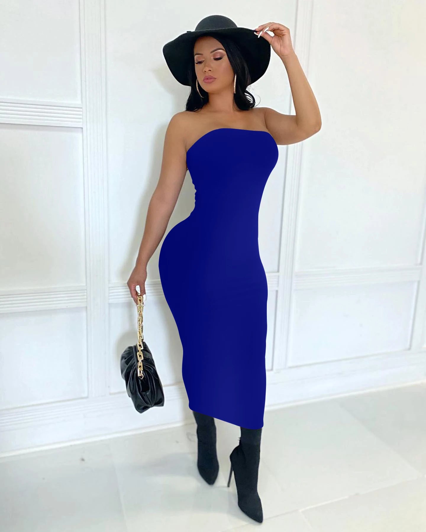 Sommer Damen Sexy ärmelloses, auf der Brust gewickeltes langes Strandkleid