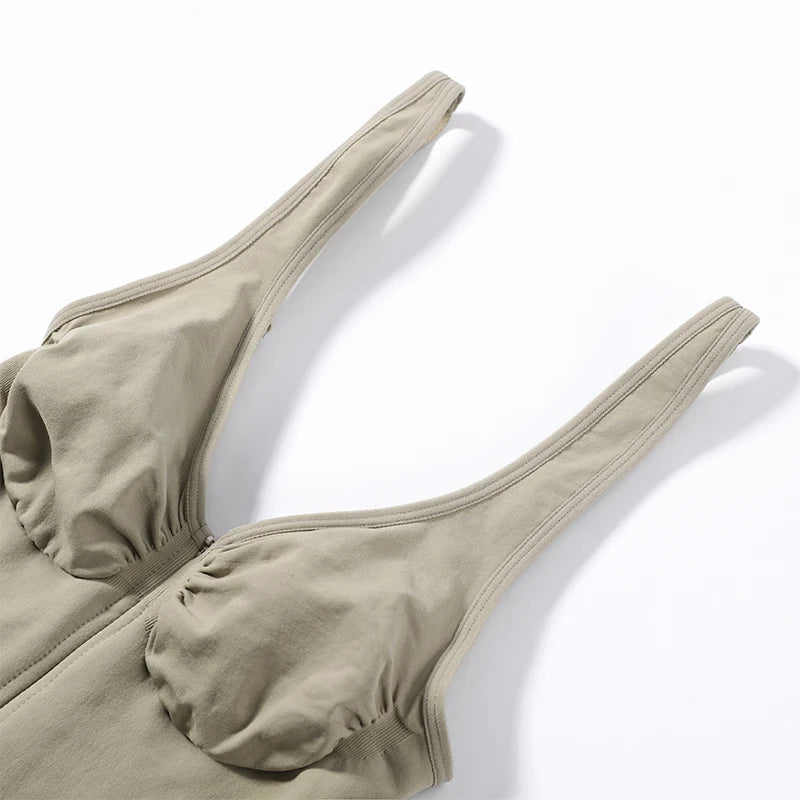 Sexy Schlanker Einfarbiger Korsett-Kurz-Jumpsuit für Damen V-Ausschnitt Reißverschluss Ärmellos Rückenfrei Bodysuit 2026 Frühling Sommer Damen Chic Bustier Neu