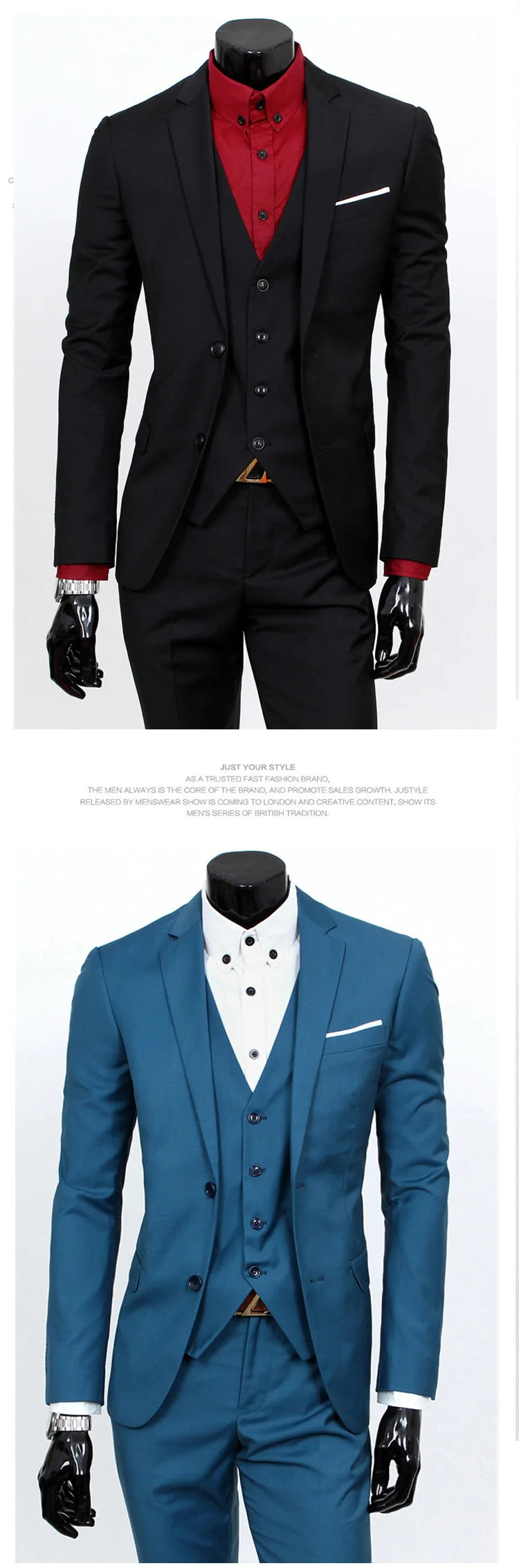 Frühling Herbst Neue Mode Für Männer Trendy Schlank Business Einfarbig 3 Stück Anzüge Sets Einzigen Greasted Blazer Weste Hosen
