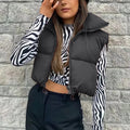 Herbst und Winter Damen kurze Baumwolle Daunenweste kurze Stehkragen warme ärmellose Steppweste Outdoor-Reisejacke Tops