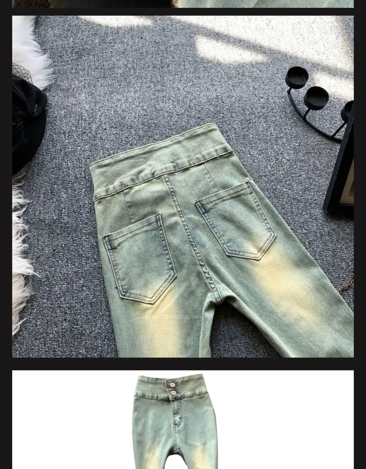 Jeans Frauen Herbst Chic Täglichen Flare Hosen Farbverlauf High Street Volle Länge Mode Alle-spiel Temperament Einfache Shinny