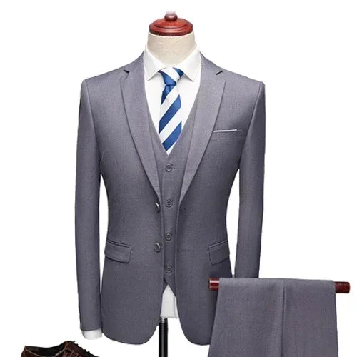 Anzüge für Männer, 3-teiliges Set, elegante Hochzeit, modisch, klassisch, volle Jacken, Weste, Hosen, Blazer, Outfit, 2025, formelles Kostüm