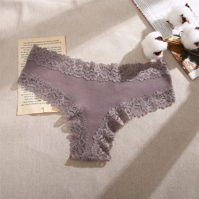 5 Teile/satz Frauen Baumwolle Höschen Floral Spitze Intime Unterwäsche Trendy Patchwork Spitze Slip Weibliche Weiche Unterhose Dessous S-XL