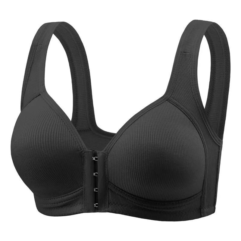 Fallsweet Nahtloser BH mit Vorderverschluss für Damen, solides, kabelloses Push-Up-Bralette, vollständige Abdeckung, feste Körbchen, bequeme Unterwäsche