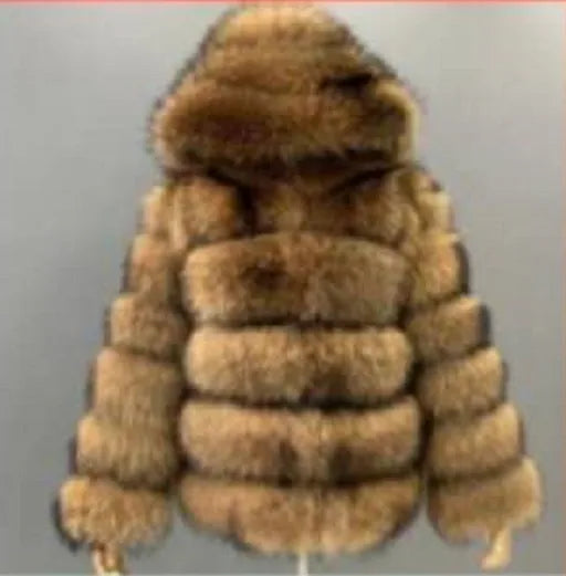 Frauen Gefälschte Waschbären Pelz Jacke Herbst Winter Faux Pelz Fuchs Mäntel Kurzen Mantel Jacken Pelzigen Oberbekleidung Elegante Dicke Warme Mäntel