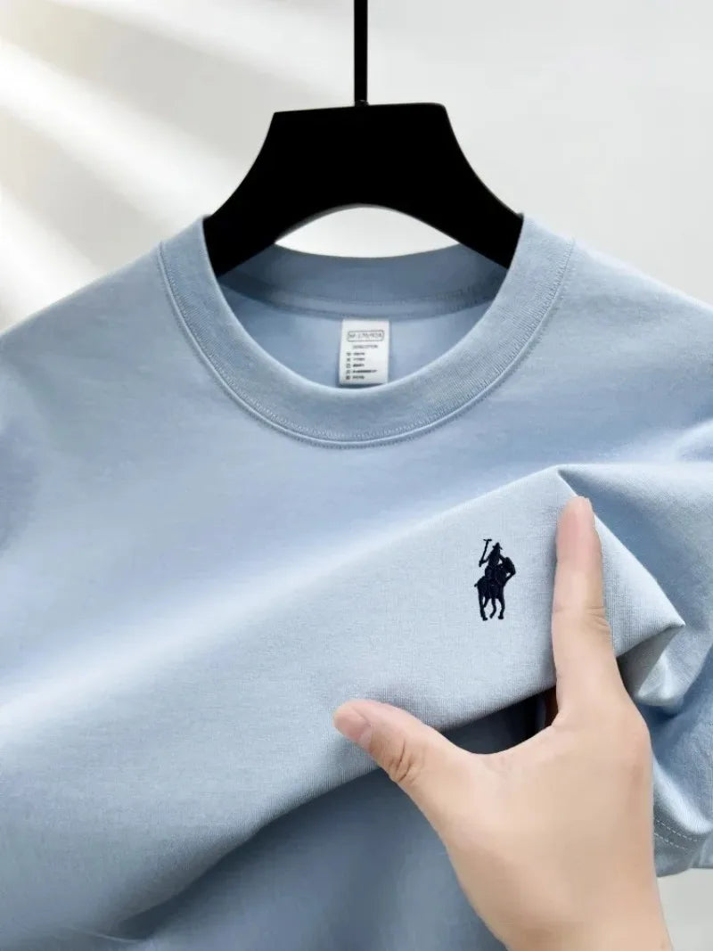 2026 Sommer Herren Strick-Baumwoll-T-Shirt mit kurzen Ärmeln – Modisch, bequem und atmungsaktiv bedrucktes Oberteil