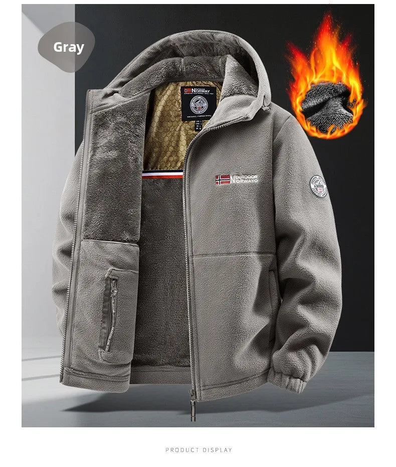 Unisex-Fleece-Sweatshirt-Jacke, norwegisch, warm, sportlich, Paar-Stil, große Größe, Studenten-Hoodie, Herrenjacke, jugendliches Design