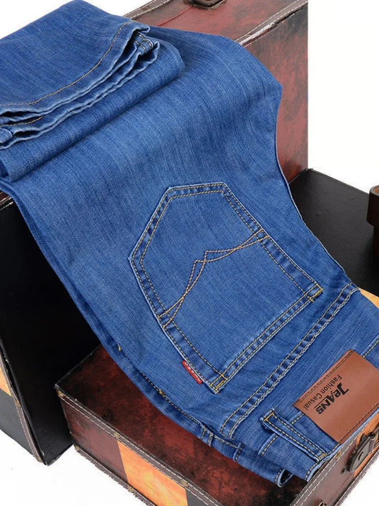 Männer Mode Gerade Jeans Männer 2025, Neue Stretch Slim Fit Hosen Bequeme Weiche Business Denim Hosen Männliche Marke Kleidung