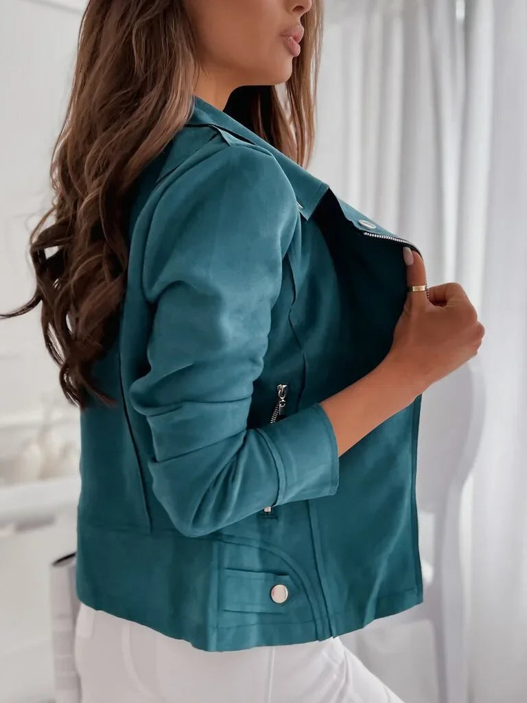 Slim Fit Short Zipper Deer Skin Velvet Open Cardigan Coat Hot Sale Of The Season New Style Cross Border Women's Fashion Outerwea