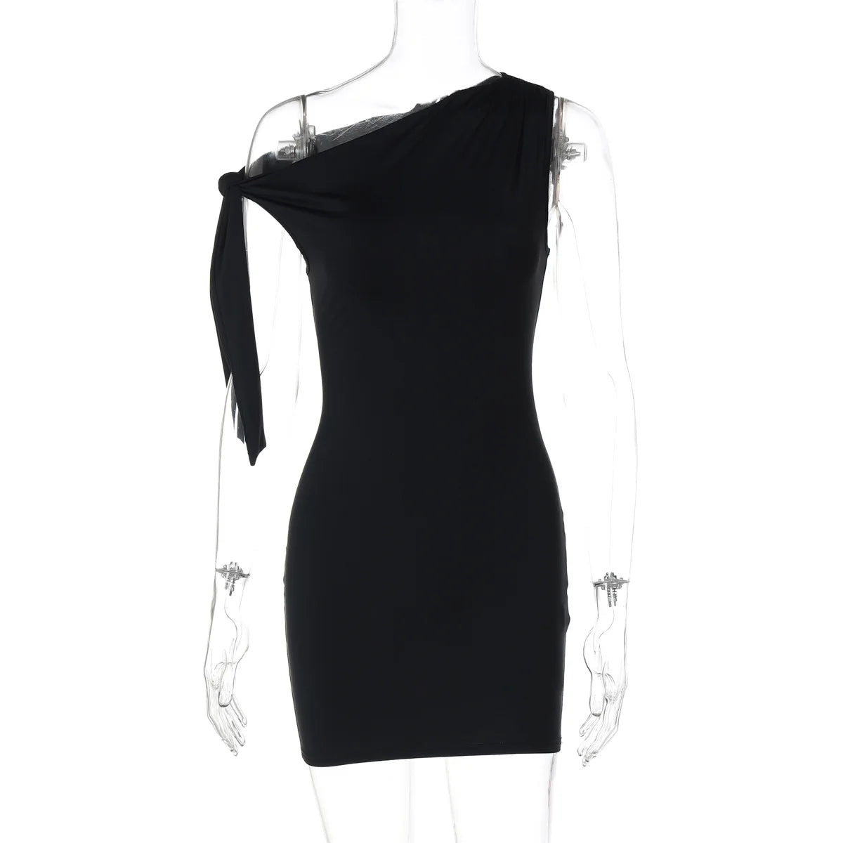 Talenza Schwarz Eine Schulter Mini Kleid Mode Heiße Mädchen Sexy Ärmellose Patchwork Bandage Kurze Kleider Frauen Neue Enge Kleider