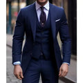 Marineblau 3-teilig Lässige Herrenanzüge Slim Fit Revers Revers Formal Beste Männer Hochzeit Bräutigam Tragen Blazer Smoking Trajes De Hombre