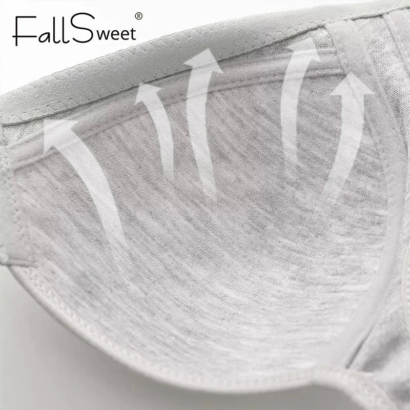 Fallsweet Nahtloser BH mit Vorderverschluss für Damen, solides, kabelloses Push-Up-Bralette, vollständige Abdeckung, feste Körbchen, bequeme Unterwäsche