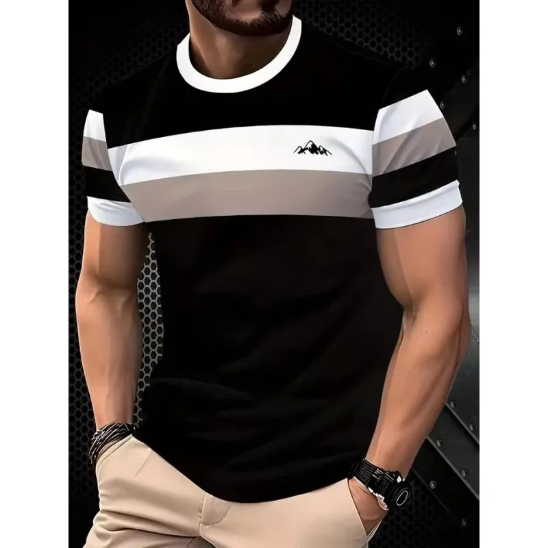 3D Gedruckt Geometrische Spleißen T Shirt Für Männer Bunte Streifen Muster T-Shirts Sommer Casual Oansatz Tees Lose Kurzen Ärmeln