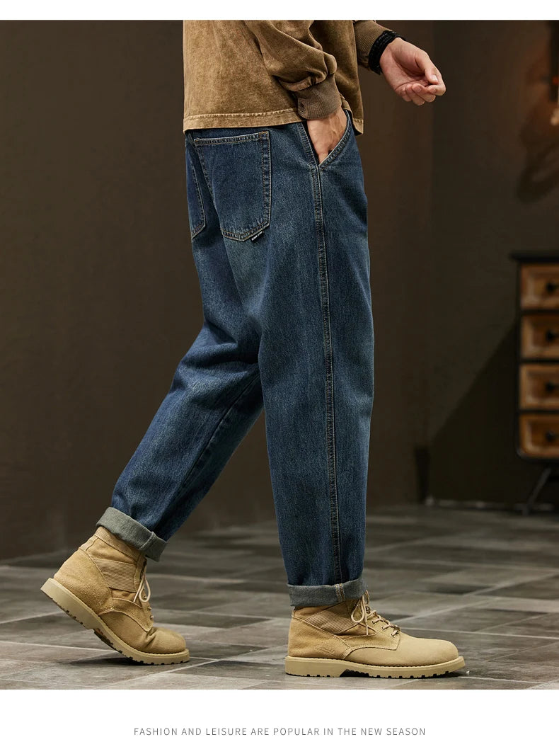 Männer 95% Baumwolle Jeans Hohe Qualität Lose Harem Hosen Mode Baggy Casual Outdoor Arbeit Denim Hosen Marke männer Kleidung
