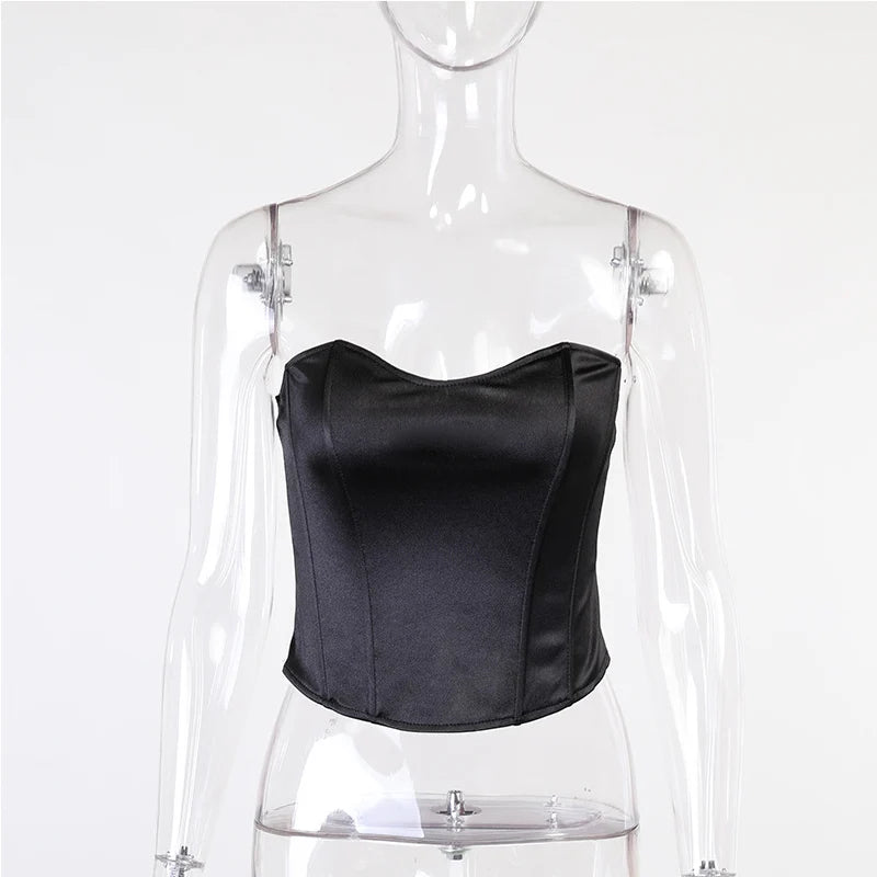 Sexy Frauen Rohr Tops Solide Ärmellose Dünne Dünne Korsett Gestellte Top 2024 Sommer Casual Elegante Weibliche Liebsten Weste