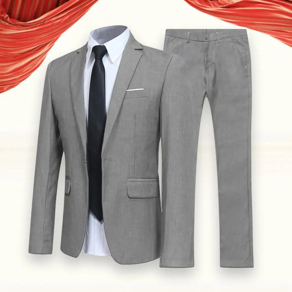 Herren lässig Boutique Business Anzug einfarbig Turndown Kragen Slim Fit Hochzeit Bräutigam Anzug Mantel Blazer Hose Anzug Herren Sets
