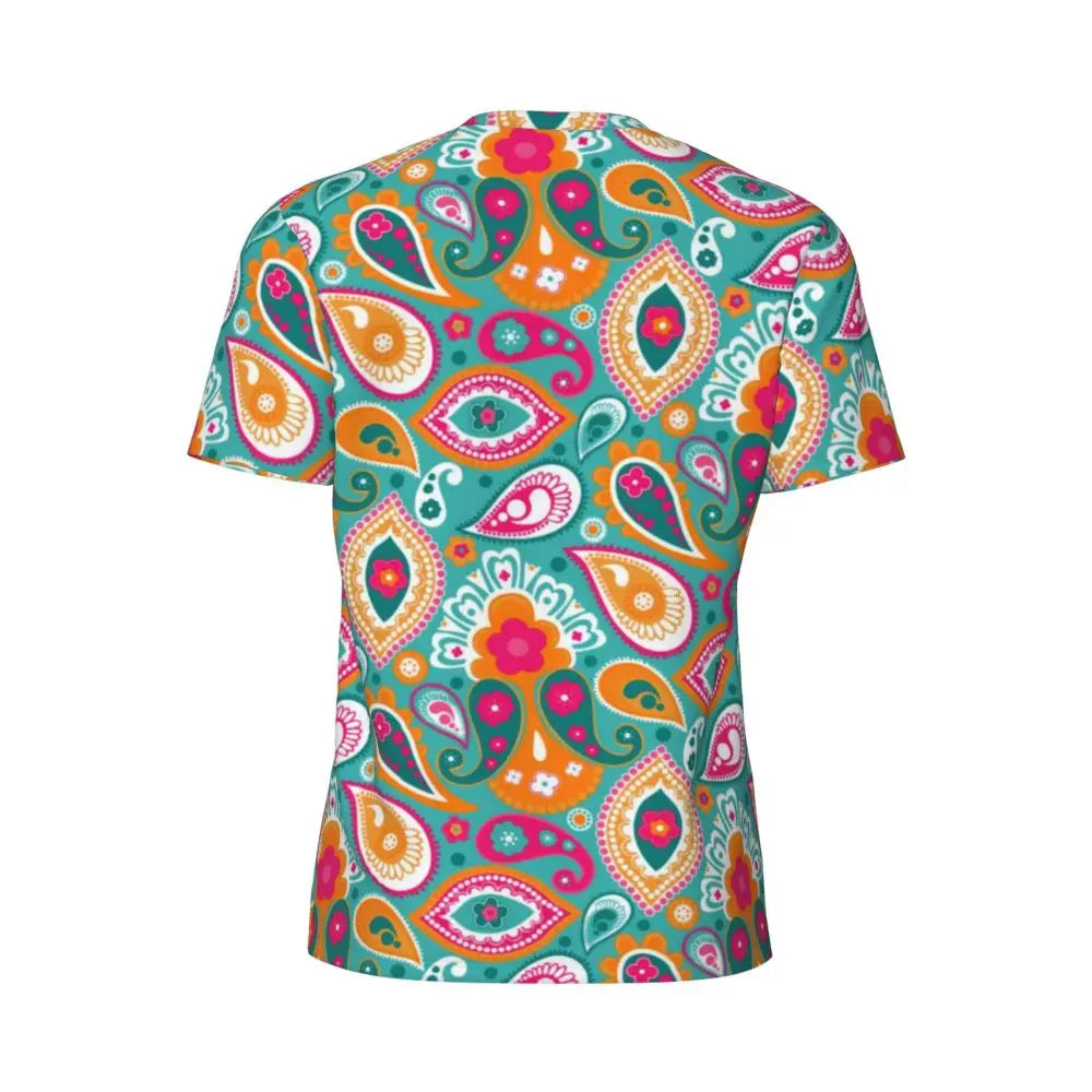 Gym T-Shirt For Man Retro Geometric 60S 70S T-Shirts Fashion Psychedelic Art Beach Tees O Neck Y2K Fun Design Tops Gift Idea