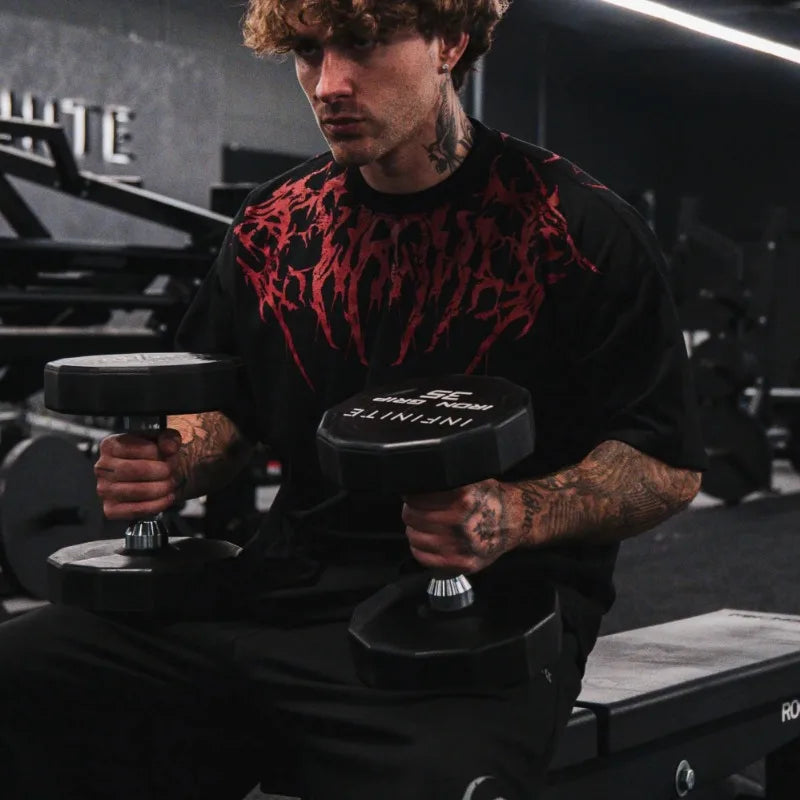 High Street Baumwolle Gym T-Shirt Spinnennetz Flamme Grafik Unisex Workout Top Feuchtigkeitstransport Bestseller Street Fashion Trend