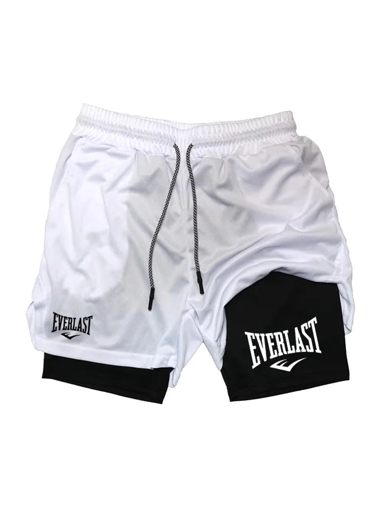 Herren Laufshorts 2 in 1 Doppellagige Sportshorts Sportbekleidung Fitness Kurze Hosen Trainings-Jogginghose Herrenbekleidung