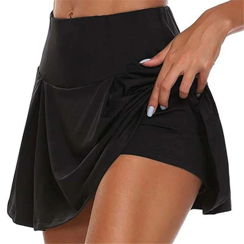 Sommer Damen Tennis Tanz Fitness Kurze Röcke Schnelltrocknend Einfarbig Damen-Unterrock Hohe Taille Mini-Röcke Shorts DF4987