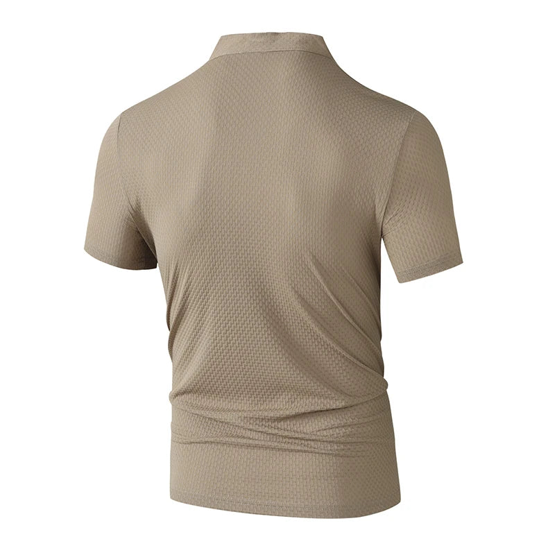 Herren Business Casual Kurzarm POLO Shirt Knochen Blume Einfarbig Atmungsaktiv Bequem Mode Sommer Vielseitig Top