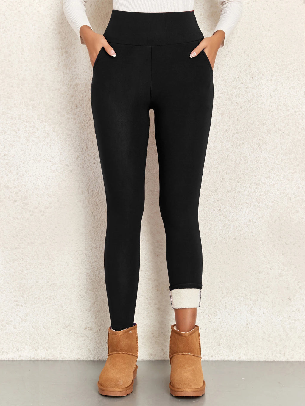 Taschen Dicke Winter Warme Leggings Frauen Hohe Taille Mallas Casual Samt Warme Leggings Verhindern Kälte Super Warme Hosen