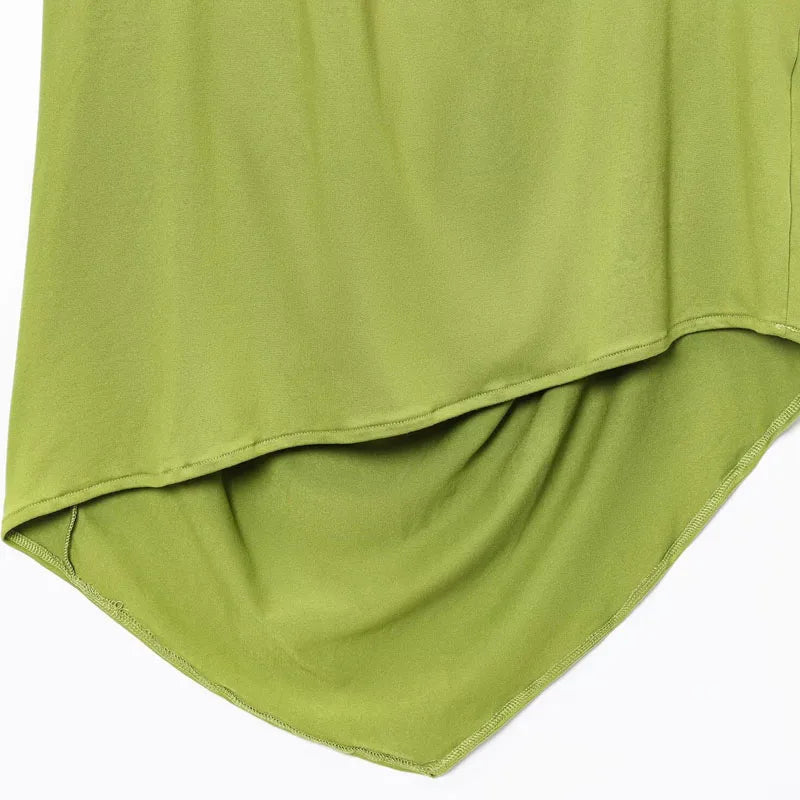 Top Frauen Sommer Tank Ärmelloses Top Mit Offenem Rücken Rüschen Asymmetrische Slip Top Sexy Street Style CasualOversize Grün Tops