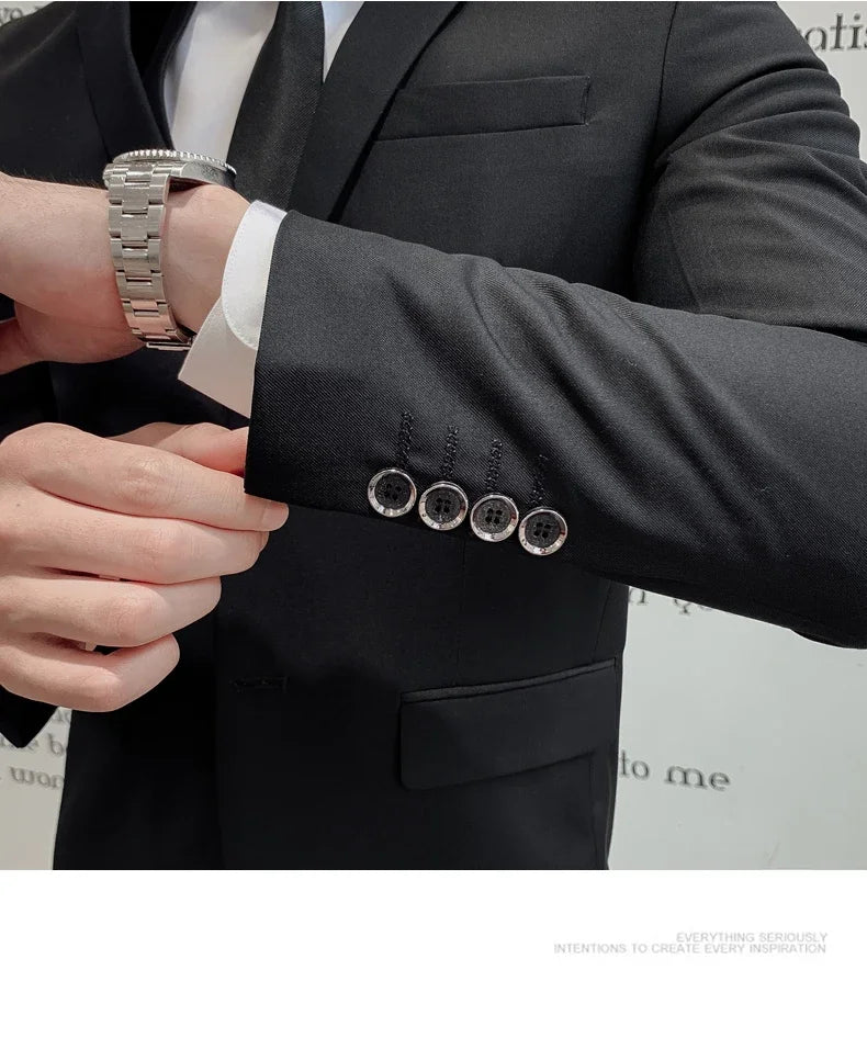 Anzug Upgrade des neuen Stoffes Herren Business Gentleman Fashion Slim Work Solid Color Plus Size Fair Dress Hochzeit Trauzeugenanzug