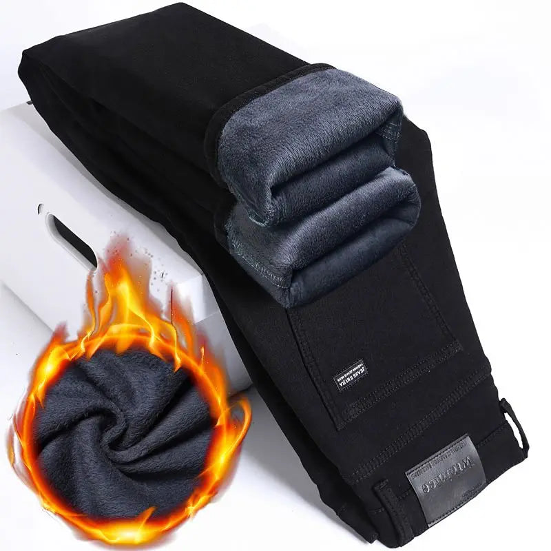 Wthinlee Neue Business-Jeans für Herren, lässig, gerade geschnitten, Stretch, modisch, klassisch, blau, schwarz, Arbeits-Denim-Hose, Herrenbekleidung