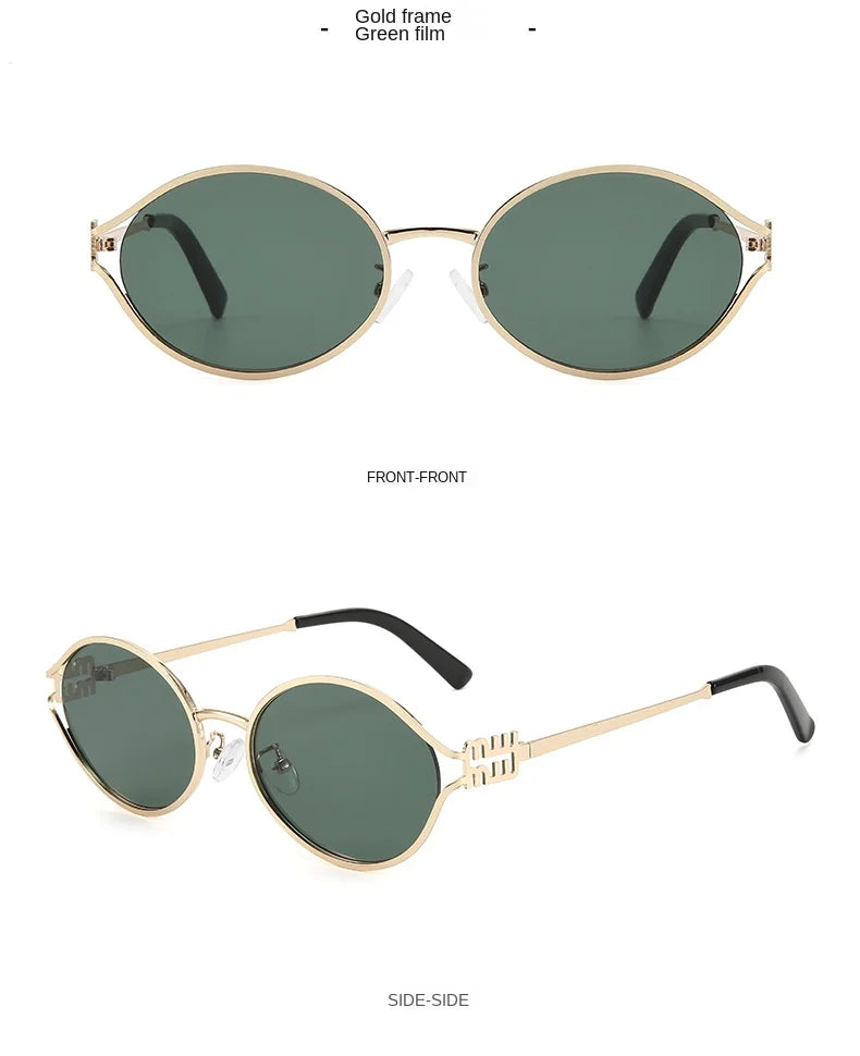 1-2PCS Neue Mode Marke Sonnenbrille Retro Kleine Rahmen Frau Mann Metall Cat Eye Brille Shades UV Schutz sonnenbrille mit Box