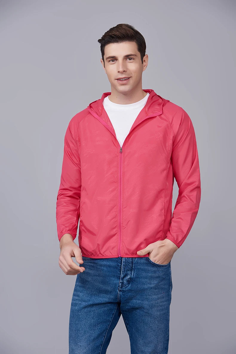 JNLN Unisex Wanderjacke Herren Damen Wasserdicht Schnelltrocknend Camping Windjacke Outdoor Trekking Angeln Regenmantel Anti UV Kleidung
