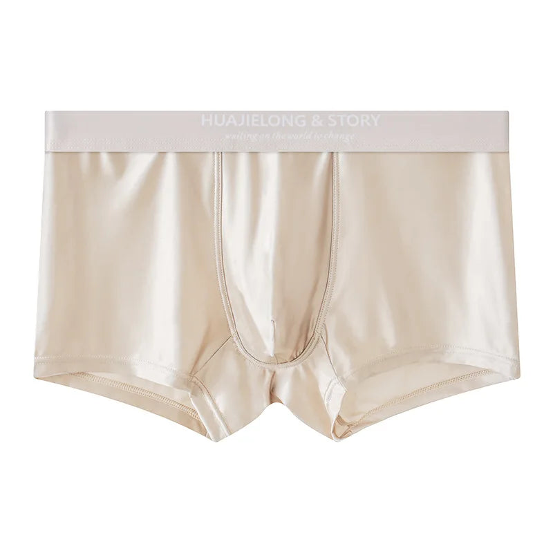 1/3Pcs Atmungsaktive Dünne Satin Seide Boxer Briefs Nahtlose Mittlere Taille Eis Seide Boxer Unterhose Glatte Unterwäsche für Männer Täglich
