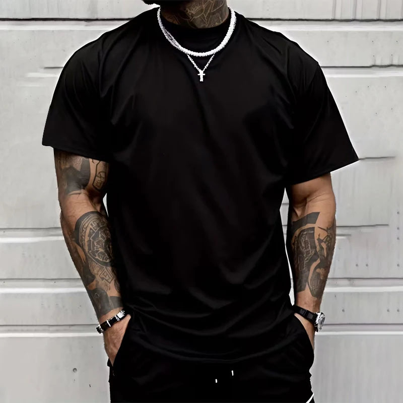 Herren-T-Shirt, hochwertig, 100 % Baumwolle, Rundhalsausschnitt, kurze Ärmel, klassisch, schwarz, weiß, reine Farbe, T-Shirts, Frühling, Sommer, lässig, cooles Oberteil