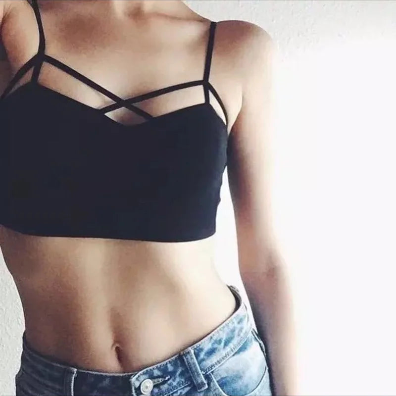 Sommer Sexy Crop top Frauen Baumwolle Brust Kreuz Weste Tops weiblichen Kurzen Backless Camis Mädchen Kurze Mode Tank Top Frau kleidung
